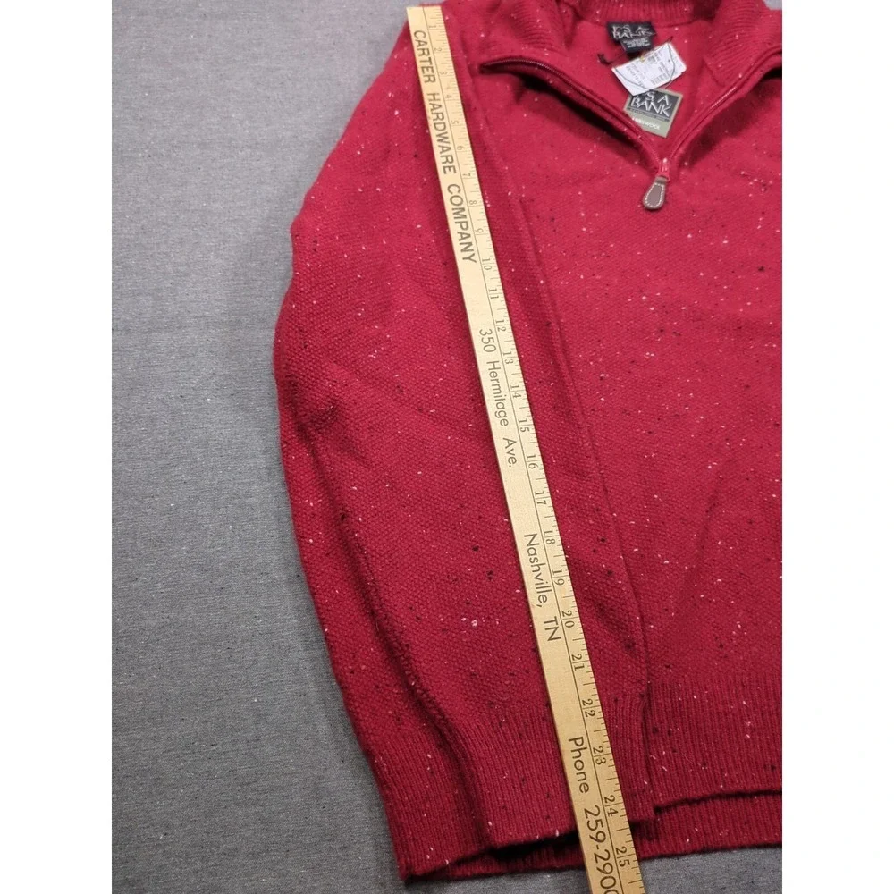 JoS A BANK Lambswool Speckled Red Sweater 1/4 Zip Pullover Mens Size L with Tags